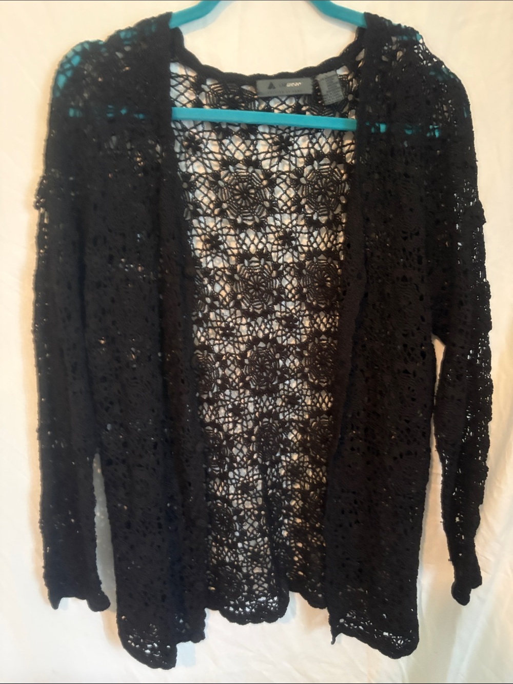 Liz Wear Vintage Black Hand Knitted Cardigan Sweater - Lightweight Layering